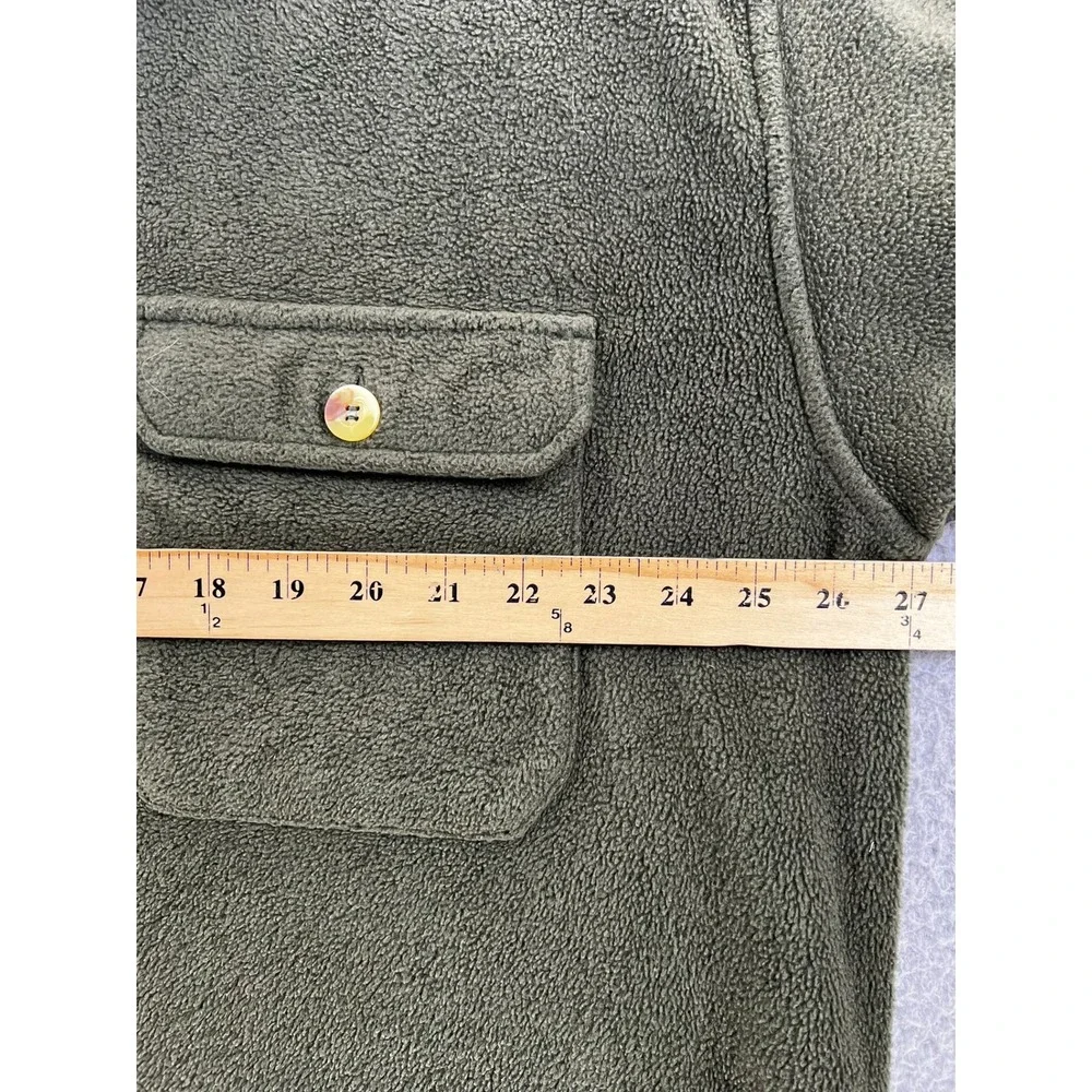 Juneau Mens Solid Green Fleece Shirt Jacket XXL Heavyweight Shacket Button Front